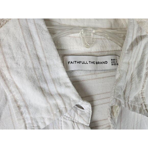 Faithful The Brand Women's Hi Low Tie Button Front Shirt Top Size 2 - Picture 4 of 5